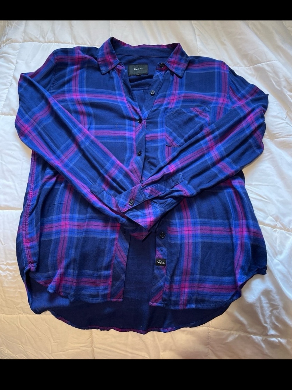 RAILS electric blue and magenta plaid button up